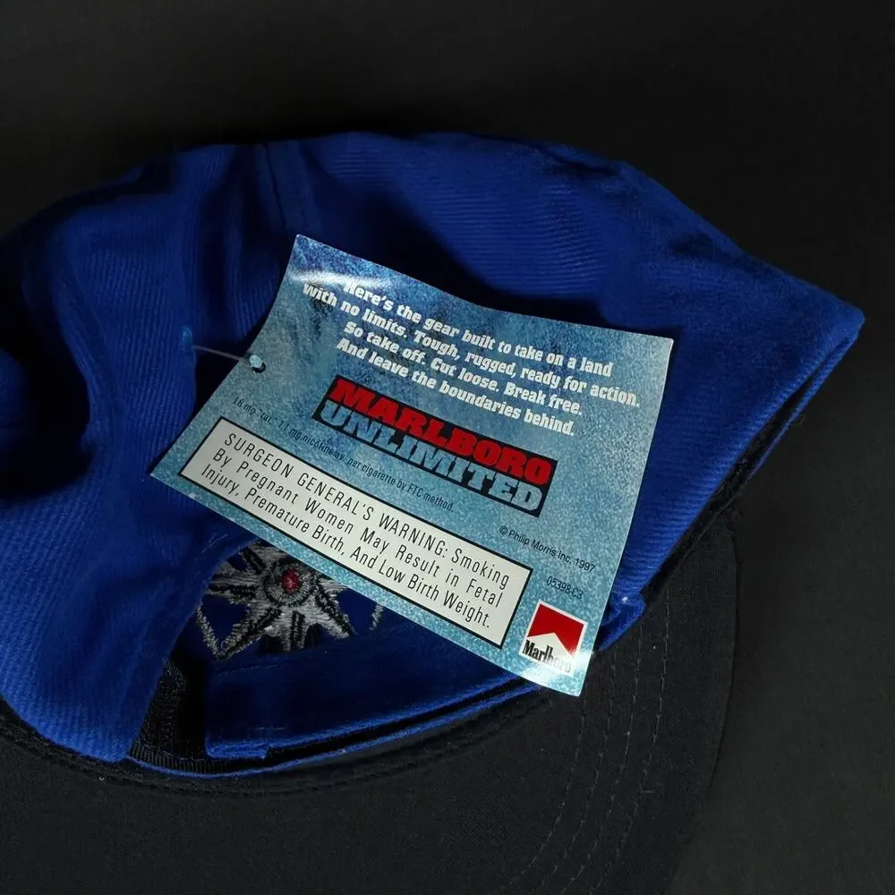 Marlboro Hat Deadstock Blue Baseball Cap Hat Adult Adjustable Compass NEW 1996